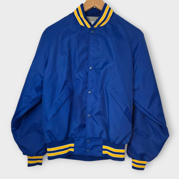 Dunbrooke Jacket Men's Sz M Blue Vtg Pla-Jac Varsity Bomber USA Made - Picture 1 of 12